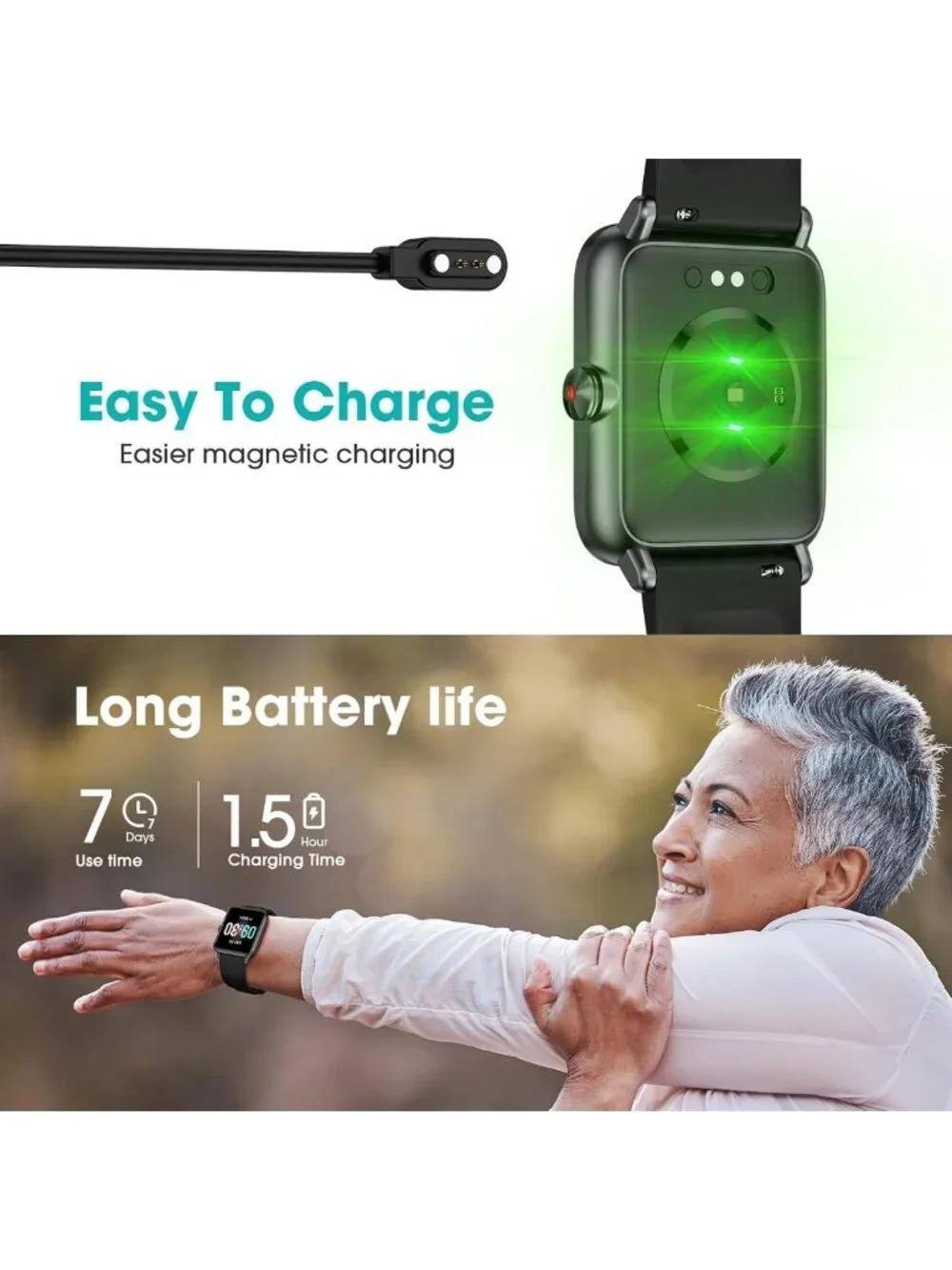 Senior-Friendly Pedometer Watch - No App or Phone Needed, Easy Fitness Tracker